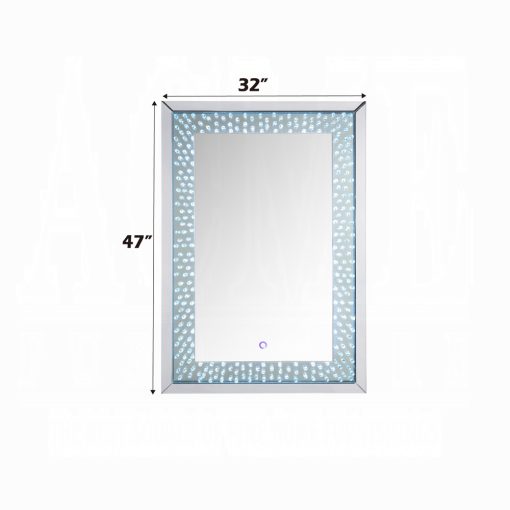 Acme Nysa Mirrored & Faux Crystals Accent Mirror with Led - Image 2