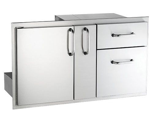 American Outdoor Grill Door with Double Drawer & Plate Storage