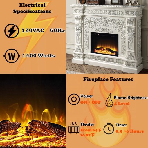 Acme Vanaheim Antique White Fireplace - Image 8