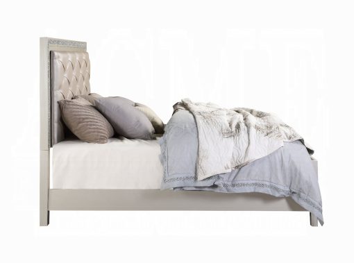 Acme Sliver fluff Synthetic Leather & Champagne Bed with Led - Image 4