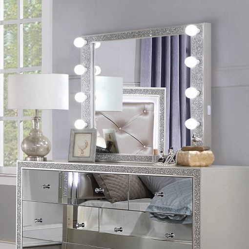 Acme Sliver fluff Mirrored & Champagne Mirror with Light