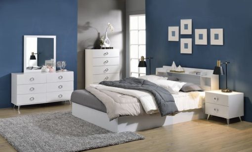 Acme Perse White Queen Bed with Storage