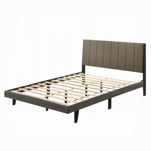 Acme Valdemar Brown Fabric & Weathered Gray Bed - Image 2