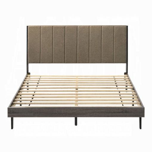 Acme Valdemar Brown Fabric & Weathered Gray Bed - Image 3