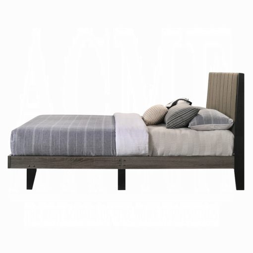 Acme Valdemar Brown Fabric & Weathered Gray Bed - Image 4
