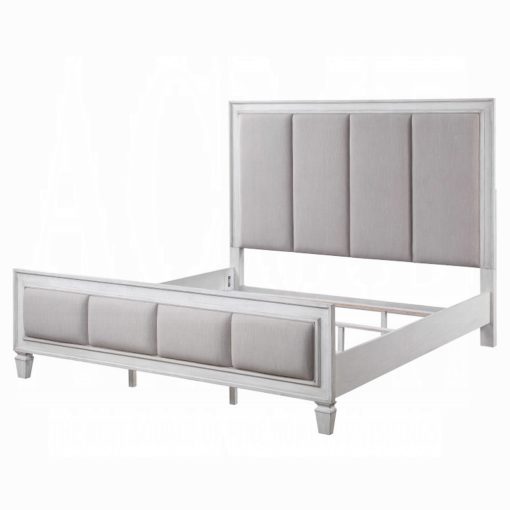 Acme Katia Light Gray Linen Rustic Gray & Weathered White Bed - Image 2