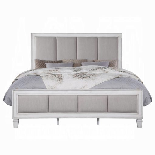 Acme Katia Light Gray Linen Rustic Gray & Weathered White Bed - Image 3