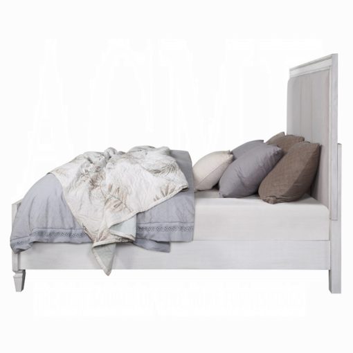 Acme Katia Light Gray Linen Rustic Gray & Weathered White Bed - Image 4