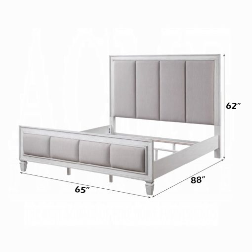 Acme Katia Light Gray Linen Rustic Gray & Weathered White Bed - Image 6