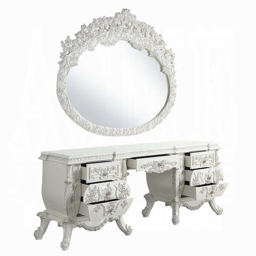 Acme Vanaheim Antique White Vanity Desk - Image 4