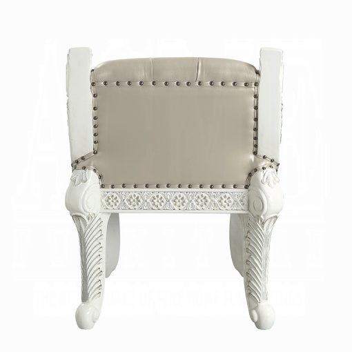 Acme Vanaheim Beige Synthetic Leather & Antique White Vanity Stool - Image 5