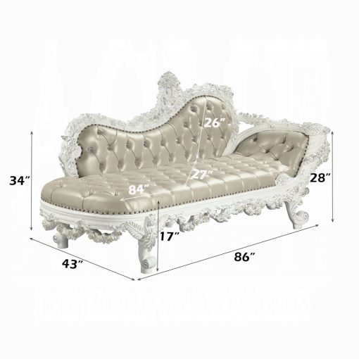 Acme Vanaheim Beige Synthetic Leather & Antique White Bench - Image 2