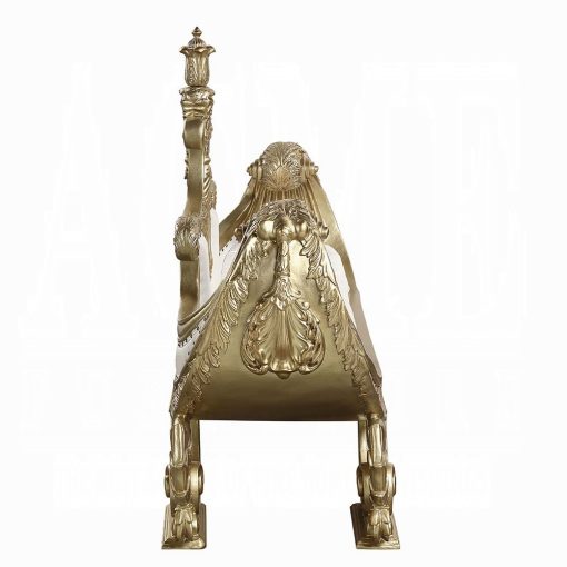 Acme Bernadette White Synthetic Leather Fabric & Gold Bench - Image 4