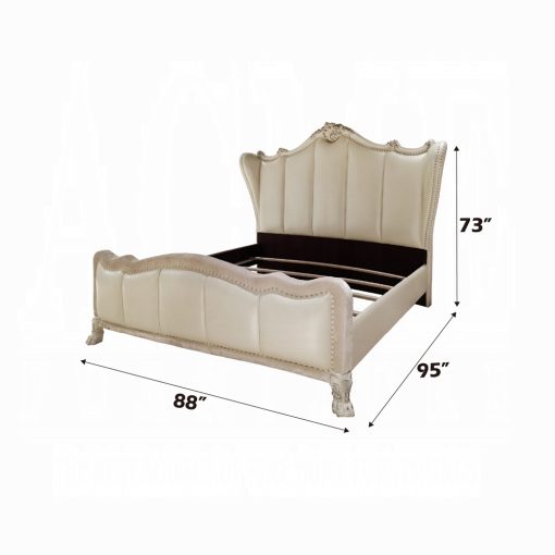 Acme Dresden II Synthetic Leather & Bone White Bed - Image 3