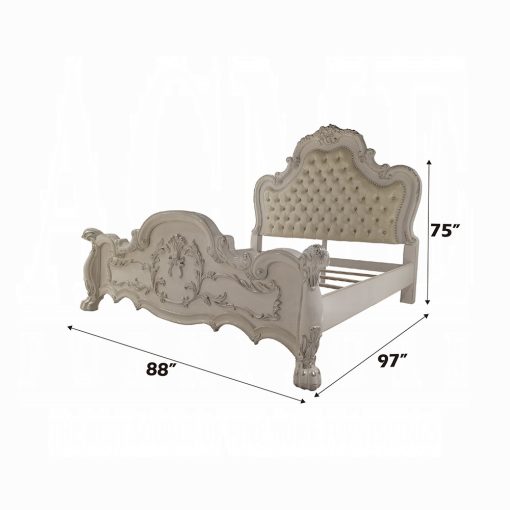 Acme Dresden Synthetic Leather & Bone White Bed - Image 6