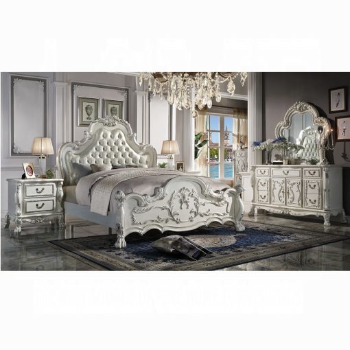 Acme Dresden Synthetic Leather & Bone White Bed - Image 2