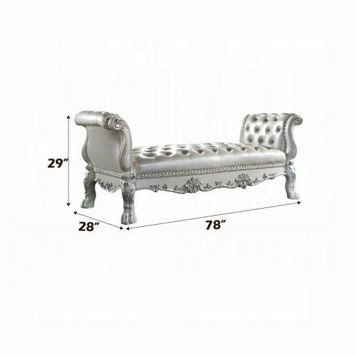 Acme Dresden Synthetic Leather & Bone White Bench - Image 5