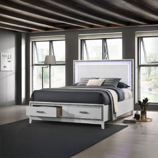 Acme Haiden with White Led & Storage Bed