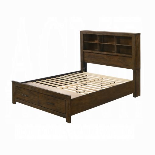 Acme Merrilee II Composite Wood Oak Bed with  Storage - Image 5