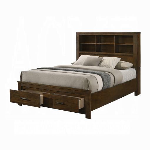 Acme Merrilee II Composite Wood Oak Bed with  Storage - Image 4