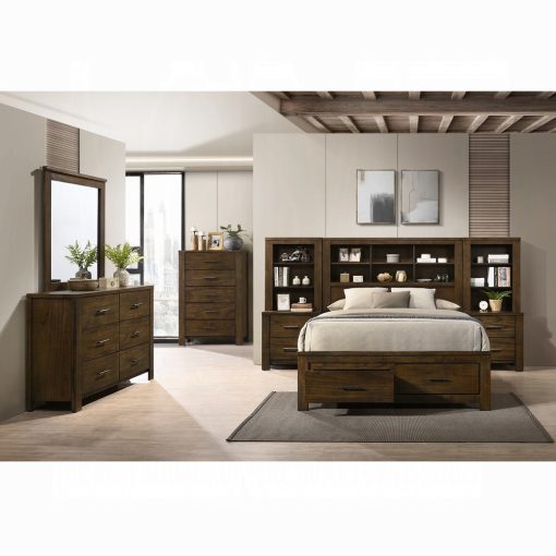Acme Merrilee II Composite Wood Oak Bed with  Storage - Image 7