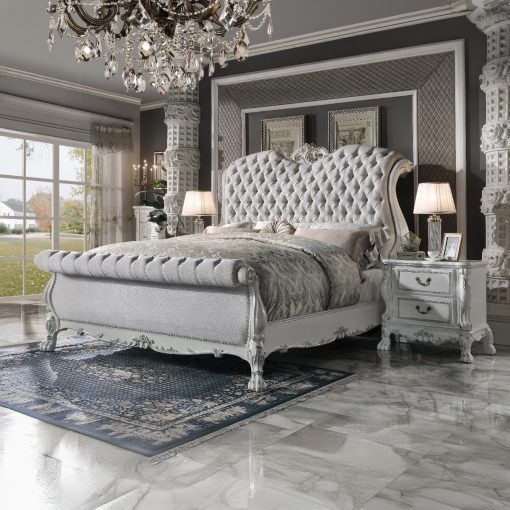 Acme Dresden Fabric & Bone White Bed - Image 2