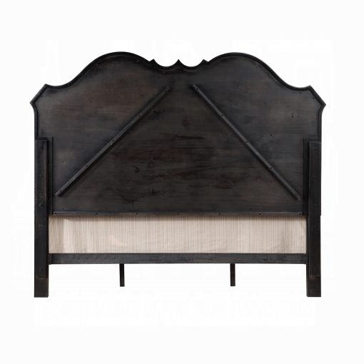 Acme Chelmsford Beige Fabric & Antique Black Bed - Image 3