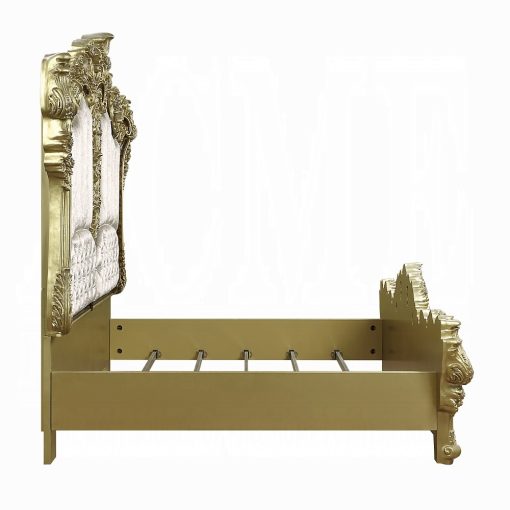 Acme Desiderius Antique Gold & Hand Painted Brown Eastern King Bed - Image 4