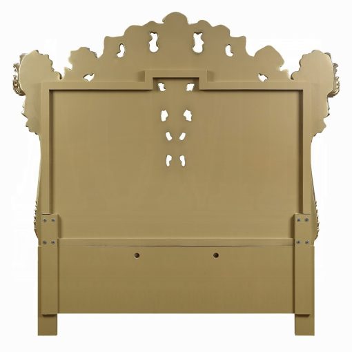 Acme Desiderius Antique Gold & Hand Painted Brown Eastern King Bed - Image 5