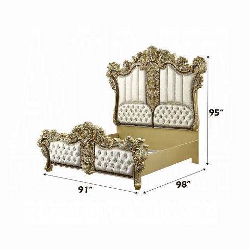 Acme Desiderius Antique Gold & Hand Painted Brown Eastern King Bed - Image 6