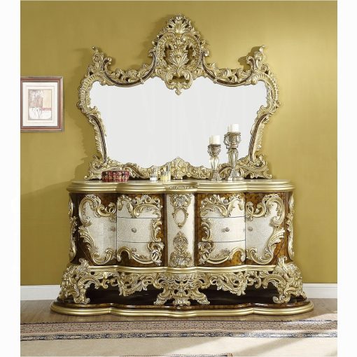 Acme Desiderius Antique Gold & Hand Painted Brown Mirror - Image 5