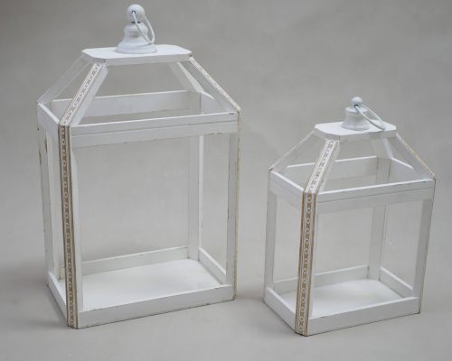The Light Garden Open Light Colored Wood Lanterns Set of 2
