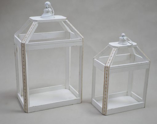 The Light Garden Open Light Colored Wood Lanterns Set of 2