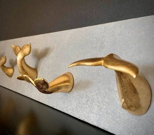 The Light Garden Resin Gold-leaf Whale Tail On Cement Panel