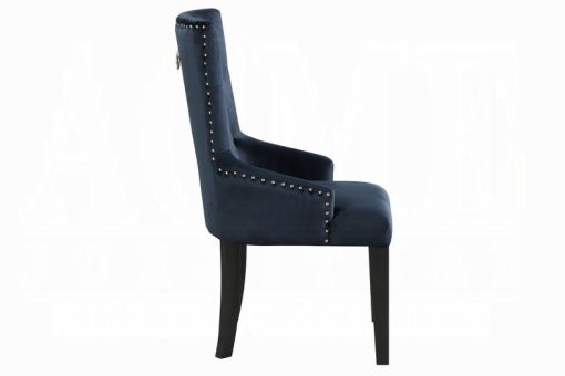Acme Varian II Dark Navy Velvet & Black Side Chair - Image 5