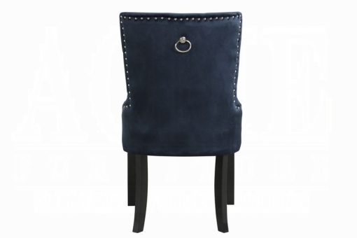 Acme Varian II Dark Navy Velvet & Black Side Chair - Image 4