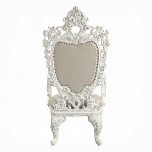 Acme Vanaheim Beige Synthetic Leather & Antique White Arm Chair Set of 2 - Image 5