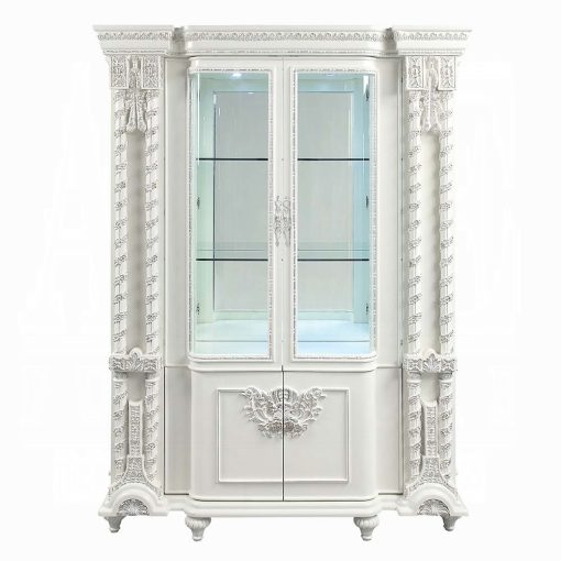 Acme Vanaheim Antique White Curio Cabinet - Image 2