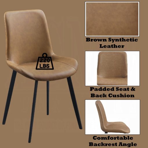 Acme Abiram Brown Synthetic Leather Side Chair - Set of 2 - Image 8