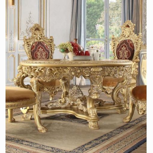 Acme Bernadette Gold Round Dining Table - Image 2