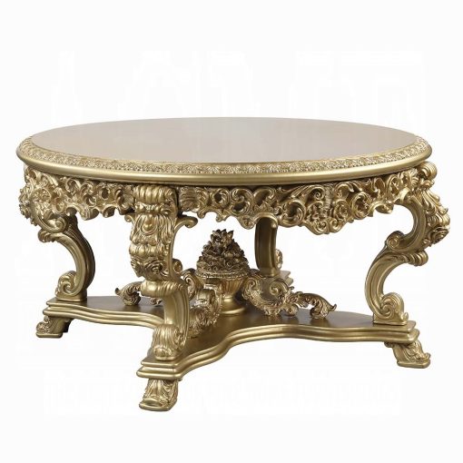 Acme Bernadette Gold Round Dining Table - Image 4