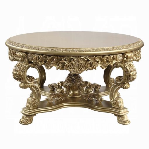 Acme Bernadette Gold Round Dining Table - Image 3