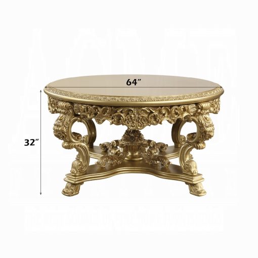 Acme Bernadette Gold Round Dining Table - Image 7