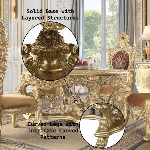 Acme Bernadette Gold Round Dining Table - Image 8