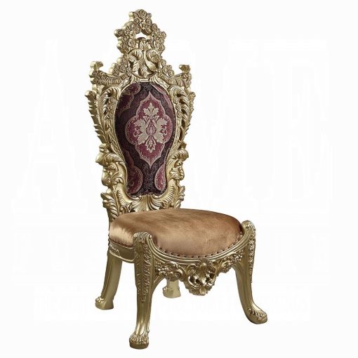 Acme Bernadette Pattern Fabric & Gold Side Chair - Set of  2 - Image 3