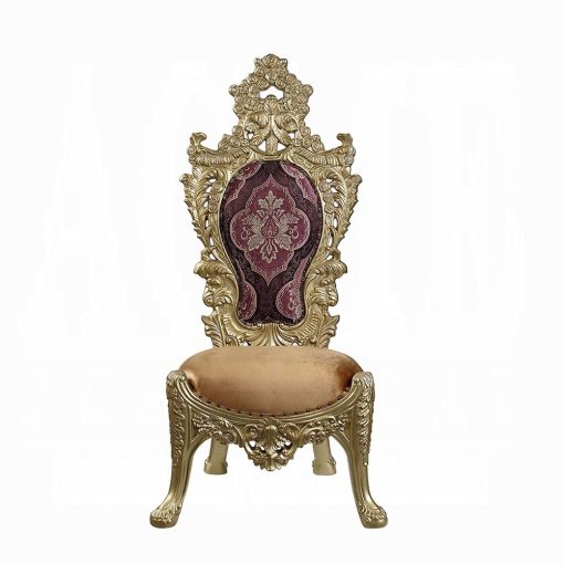 Acme Bernadette Pattern Fabric & Gold Side Chair - Set of  2 - Image 2