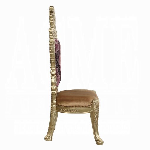 Acme Bernadette Pattern Fabric & Gold Side Chair - Set of  2 - Image 4