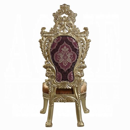 Acme Bernadette Pattern Fabric & Gold Side Chair - Set of  2 - Image 5