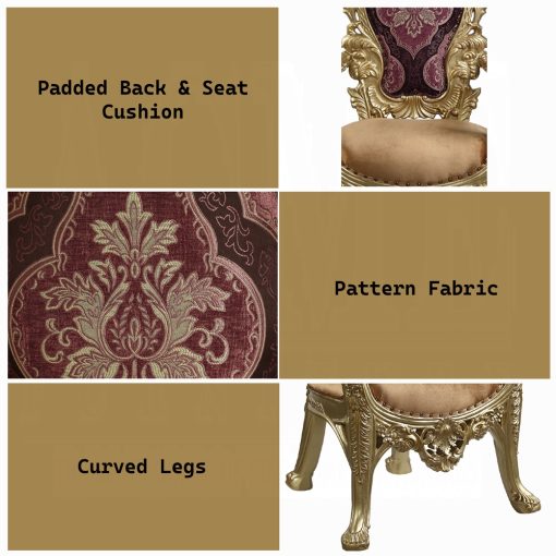 Acme Bernadette Pattern Fabric & Gold Side Chair - Set of  2 - Image 8