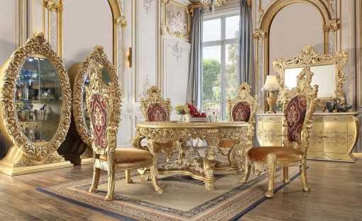 Acme Bernadette Pattern Fabric & Gold Side Chair - Set of  2